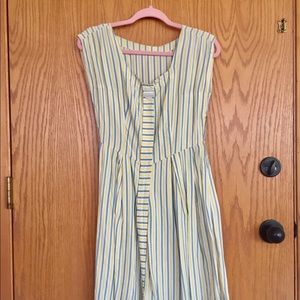 VINTAGE Striped Midi Tea Dress (size 2 XS)